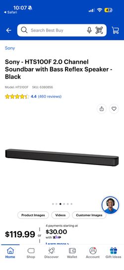 Sony HT-S100F 2.0 Channel Soundbar – Black