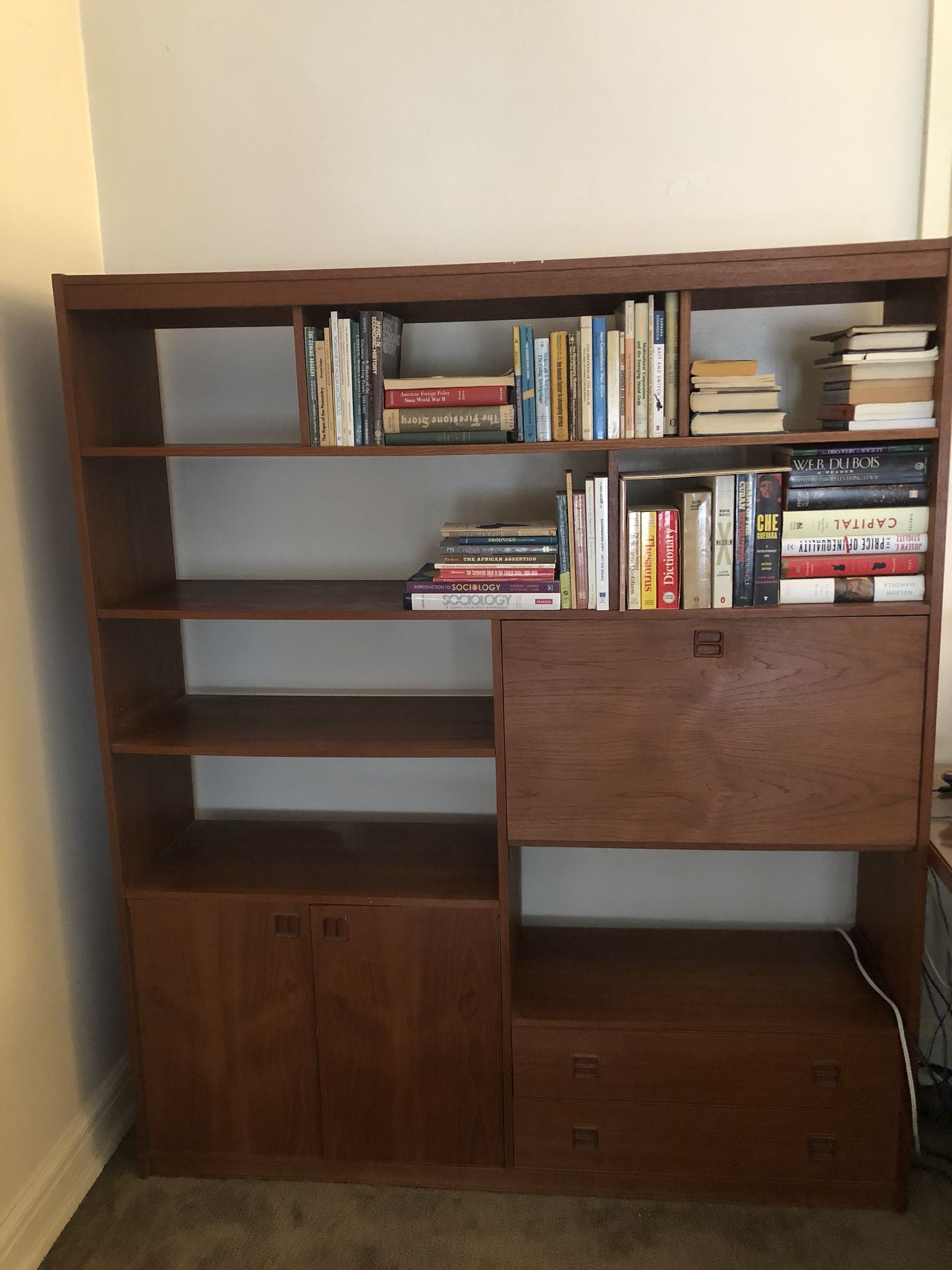 Unique Bookshelf with Fold-out Desk