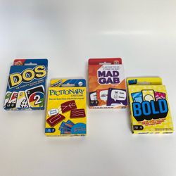 (4) New Card Games - Dos, Pictionary, Mad Gab, Bold