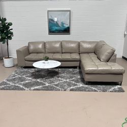 Genuine Beige Leather Sectional! 🚛 Delivery Available