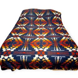 PENDLETON Sherpa Fleece Blanket Aztec Pattern Midwestern TWIN 90x65”