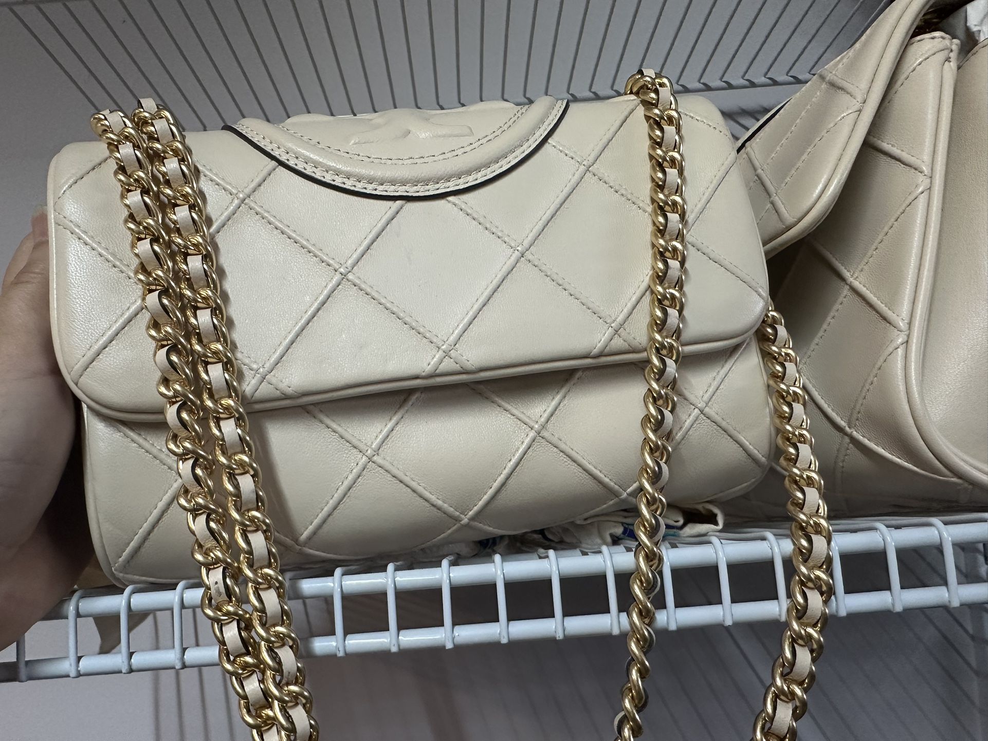 NEW Tory Burch New Cream Soft Fleming Convertible Shoulder Bag