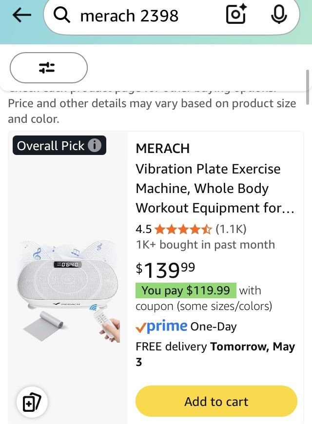 Pink or Gray Merach 2398 Vibration plate