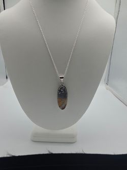 Silver Chain Necklace with Stone Pendant