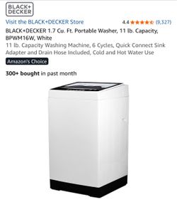 Black & Decker 1.7 CF Portable Washing Machine.