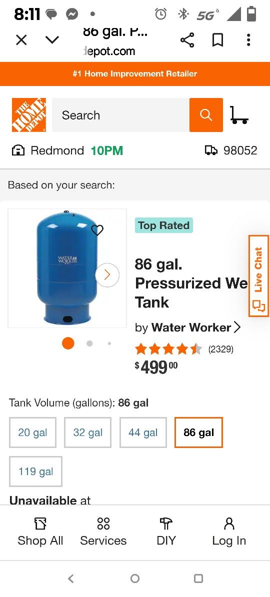 Water Worker Well Pressurization Tank