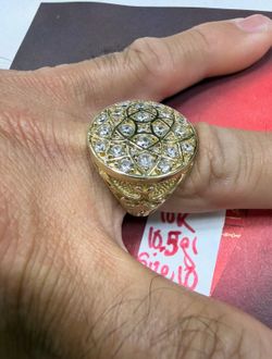 10K Solid Gold Ring CUBIC ZIRCONIUM STONES For Wedding 10.5Gr Size 10
