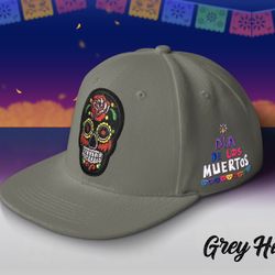 SugerSkull Hat (white OrBlack ) Flat Top SnapBack Hat