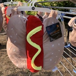 3 For $10 ! New Pet Costumes-  Pumpkin And Hot Dog, Dog Or Cat Costume , Small , Medium, And Large  Available 