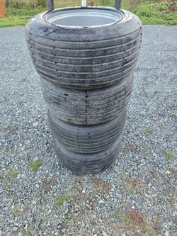 Set of 4 Marathon 18X8.50-8LP Flat Free Solid Cart Tires (3.25" Hub)