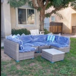 Brand New Patio Sofa Set Gray Blue Outdoor Patio Furniture 7 Piece Patio Brand New In The Box 🆕🚎🚛🆕