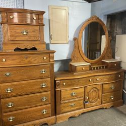 3 piece oak marble bedroom set