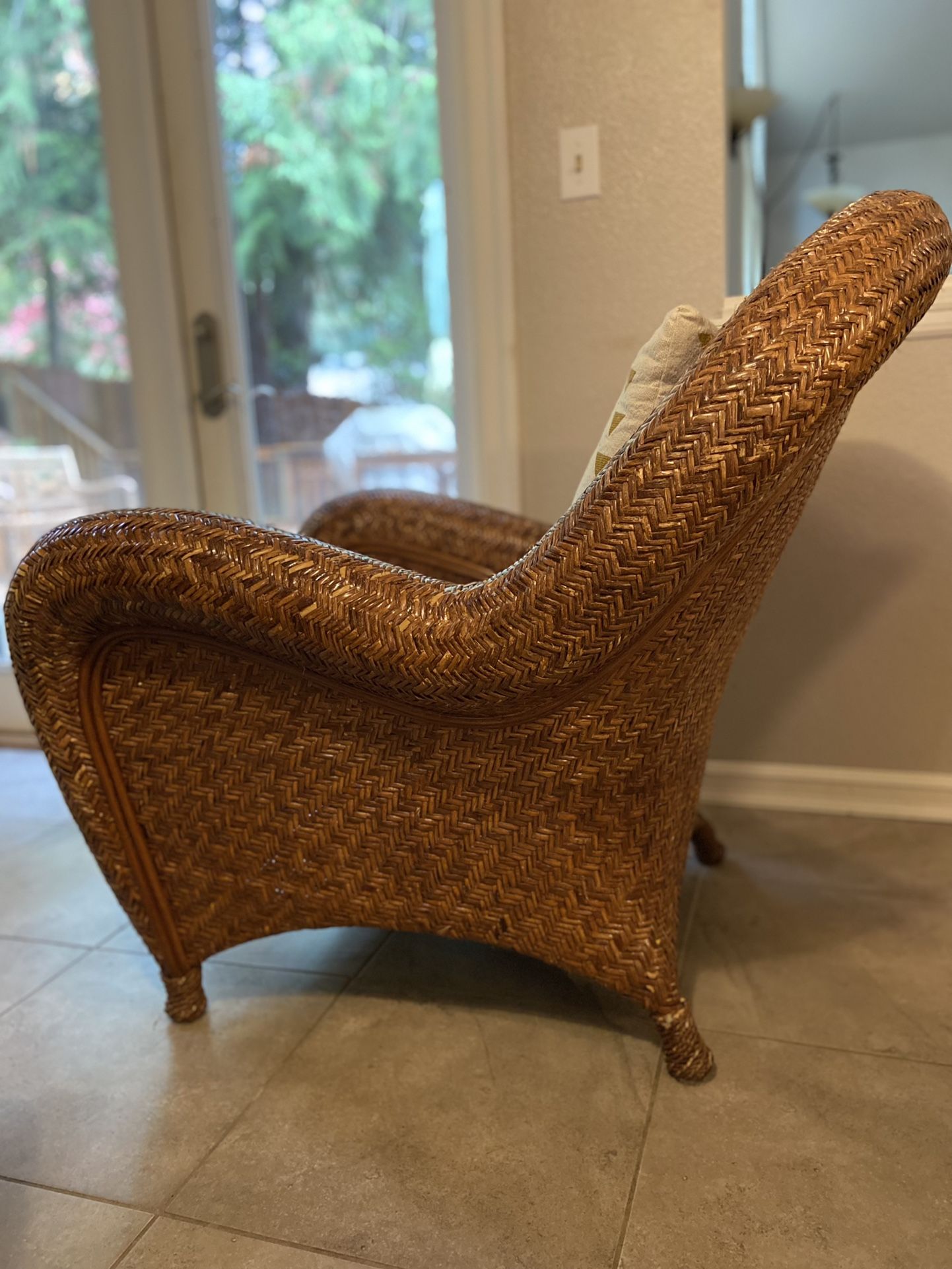 Pottery Barn Rattan Malabar Chair And Ottoman for Sale in Poulsbo, WA OfferUp