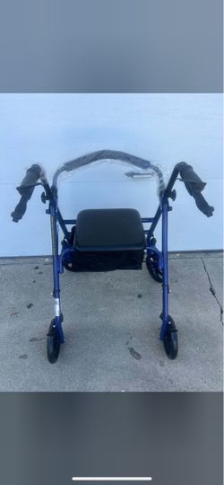 Blue Rollator Walker with Seat and Brakes
