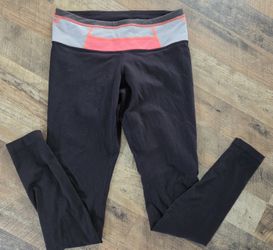 Lululemon Black Leggings with Coral and Grey Waistband read description for details
