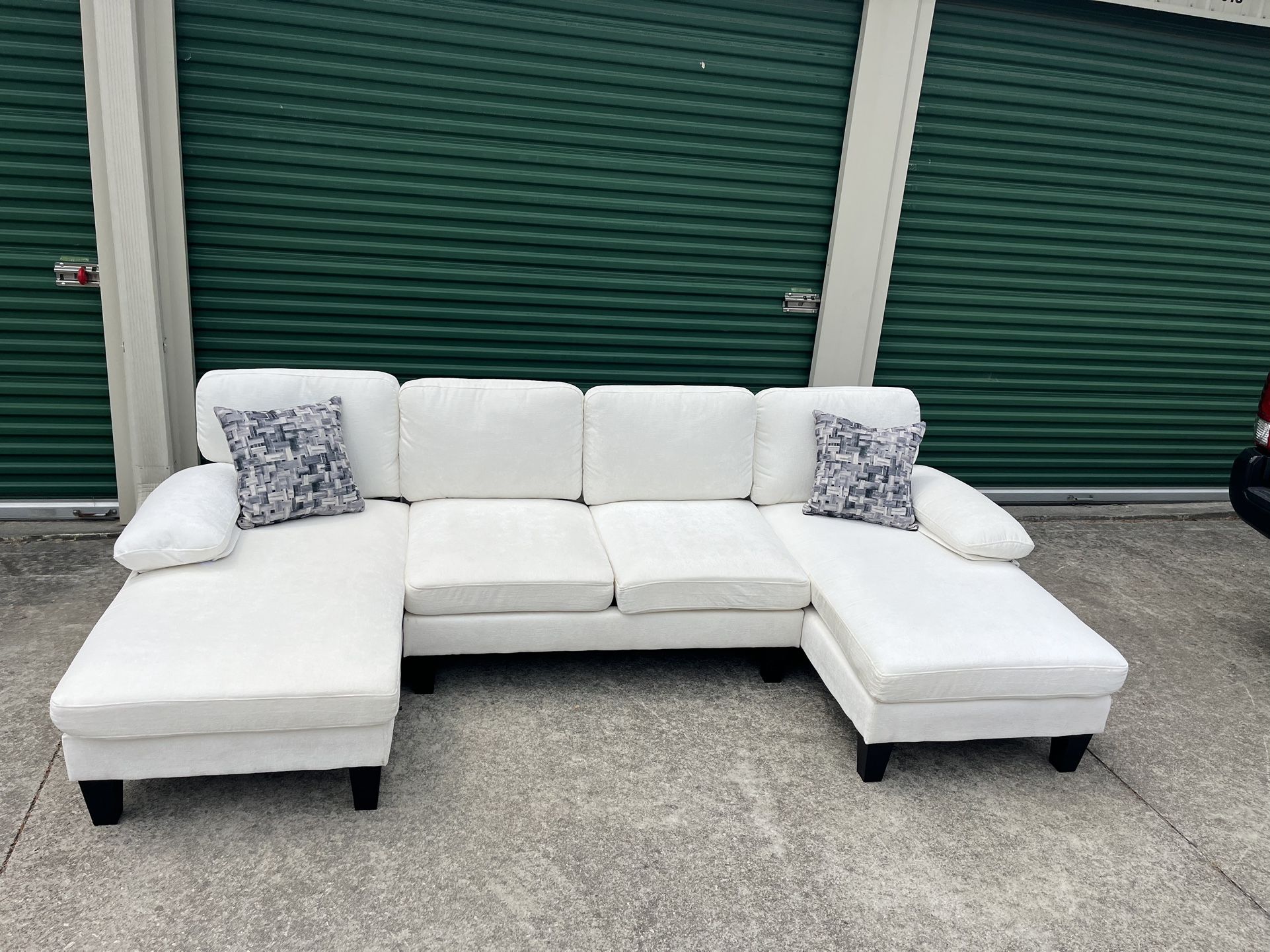 New White Double Chaise Sectional! Free Delivery