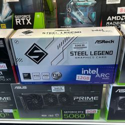 ASRock Intel Arc B580 Steel Legend Overclocked Triple Fan 12GB GDDR6 PCIe 4.0 Graphics Card