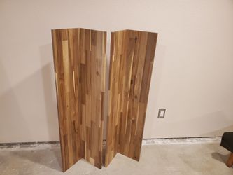 Two Ikea Skogsta floating shelves