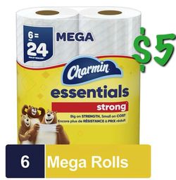 Charmin Essentials Strong Toilet Paper 6 Mega Rolls