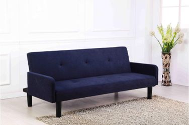 Brand new in box navy 72"L microfiber sofa futon