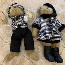TS) Trade Secret 16" Mohair Teddy Bear Harrison 2007 #1 in Series Macys  & (TS) Trade Secret 16” Audrey Plush Bear with Houndstooth Jacket and Hat