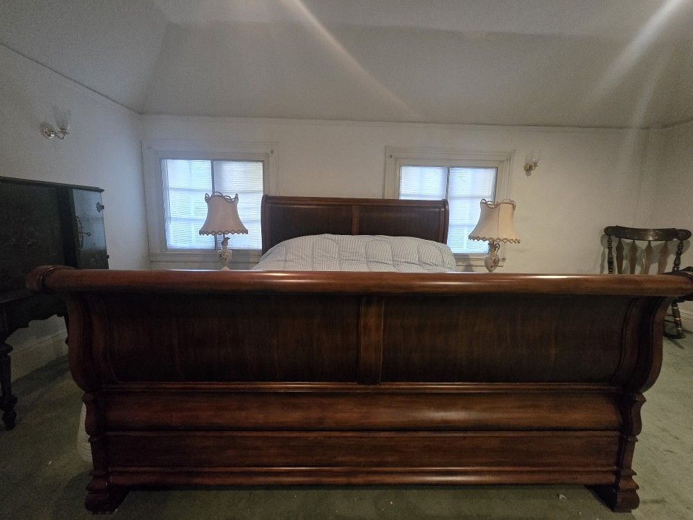 Brand New King Ethan Allen Sleigh Bed With Mattress