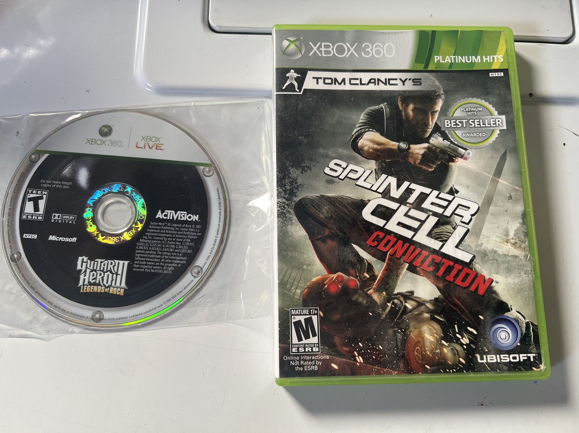 2 Xbox 360 Games - Guitar Hero And Splinter Cell