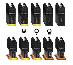 50PCS Titanium Oscillating Tool Blades, Curved Edge Oscillating Saw Blades for Metal, Wood, Plastic, Quick Release Multi Tool Blades Compatible with D