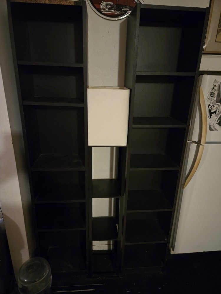 2 Black Shelf Units Shelves