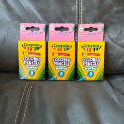 New Crayola 3 Sets, 8 Pack Mini Pastel Colored Pencils