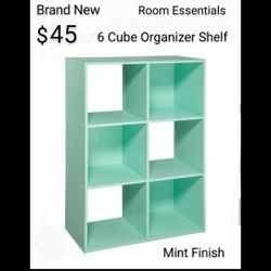 Brand New Room Essentials 6 Cube Organizer Mint Finish 