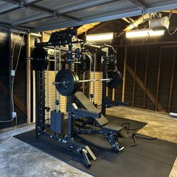 PRO SERIES Ultimate Half Rack Functional Trainer w/Smith Machine Bar | 320lb Stack | Gym Equipment | Fitness | Commercial | Squat Rack 