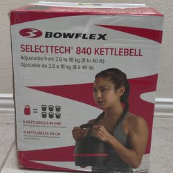 Bowflex SelectTech 840 Adjustable Kettlebell, 6 Weight Settings from 8-40 lbs - New