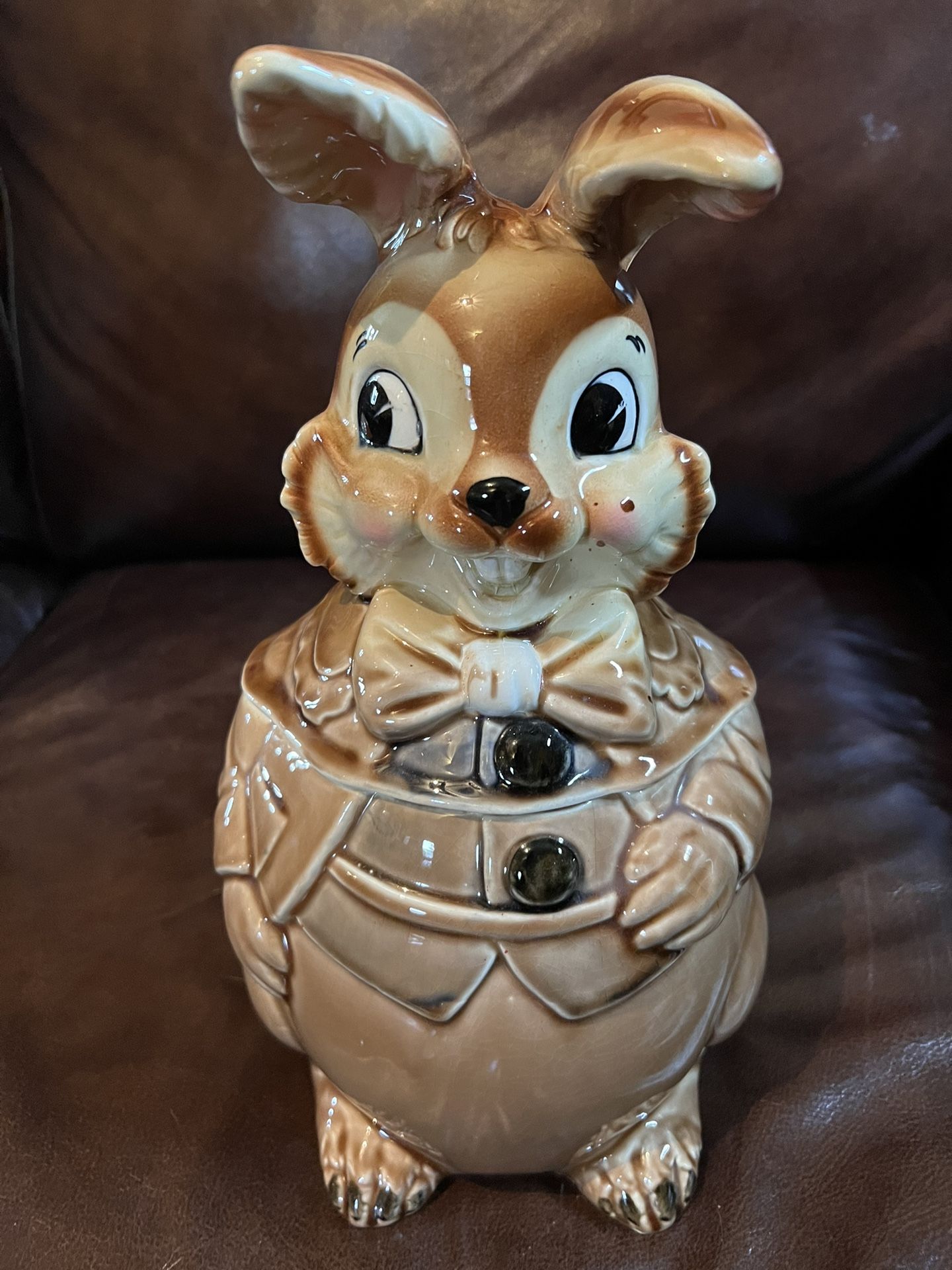 Vintage Bunny Cookie Jar and Monk Cookie Jar