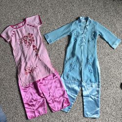 Chinese Vietnamese Lunar New Year Ao Dai Kids Girls Toddler Long Dress Traditional Outfits