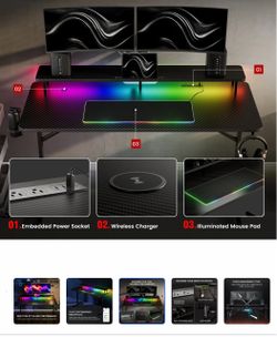 RGB Gaming Desk with Wireless Charger
