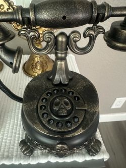 Vintage-Style Skull Rotary Telephone