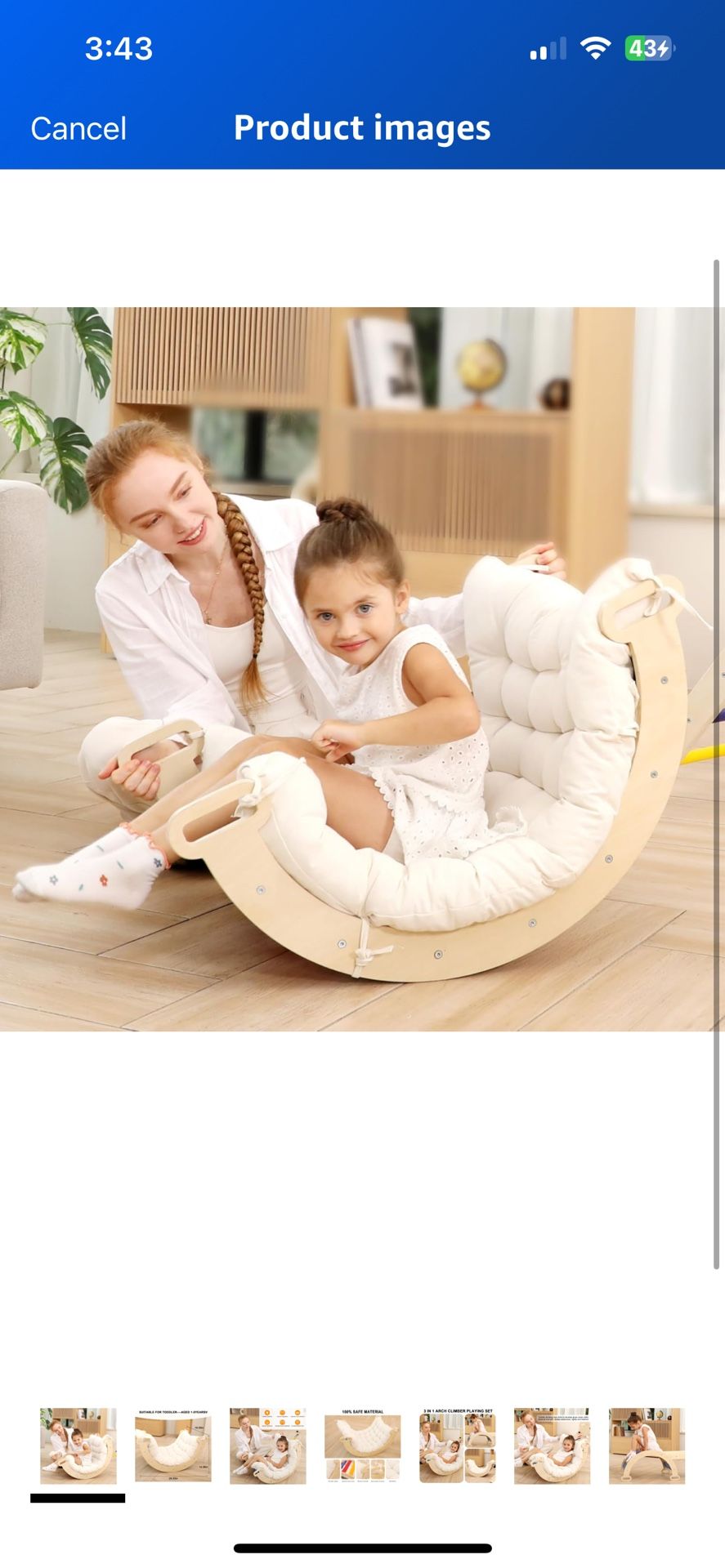 2 in 1 Montessori Climbing Arch for Toddlers,Rainbow Wooden Climbing Arch Rocker& Cushion,Climbing Triangle Ramp,Montessori Climbing Gym for Kids 0-8