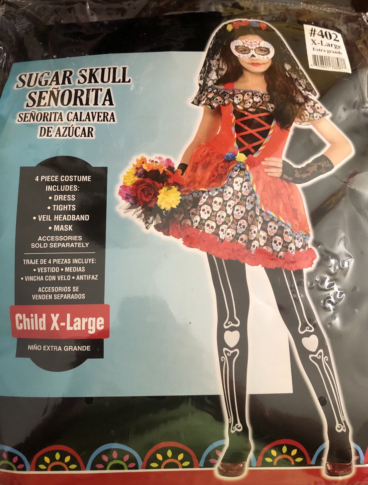 Girls’ Sugar Skull Halloween Costume