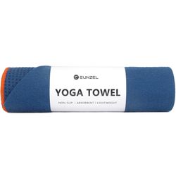 Hot Yoga Towel - Microfiber Non Slip Yoga Mat Towel with Grip Dot Sweat Absorbent Towel for Hot Yoga, Pilates and Fitness 72" x 24", Steel Blue/Orange