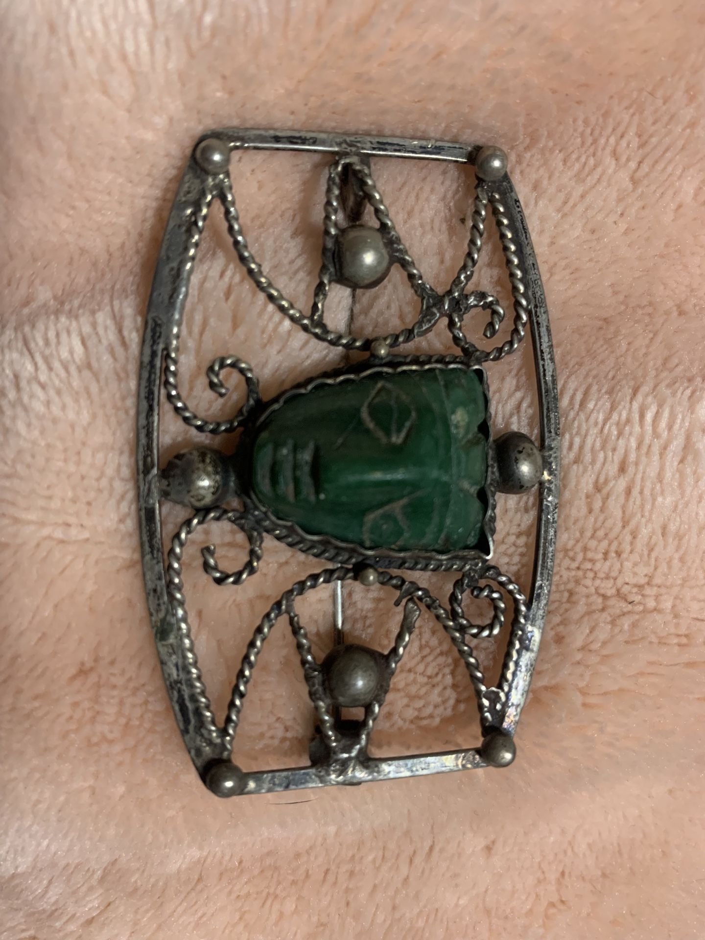 Vintage Silver Brooch With Face