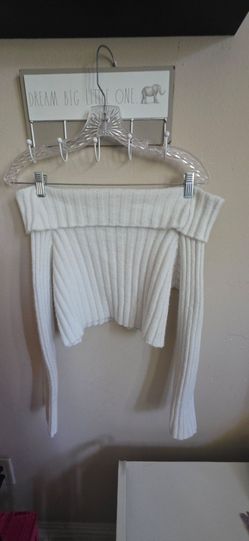 Princess Polly off-the-shoulder ribbed knit crop top - Size S/M