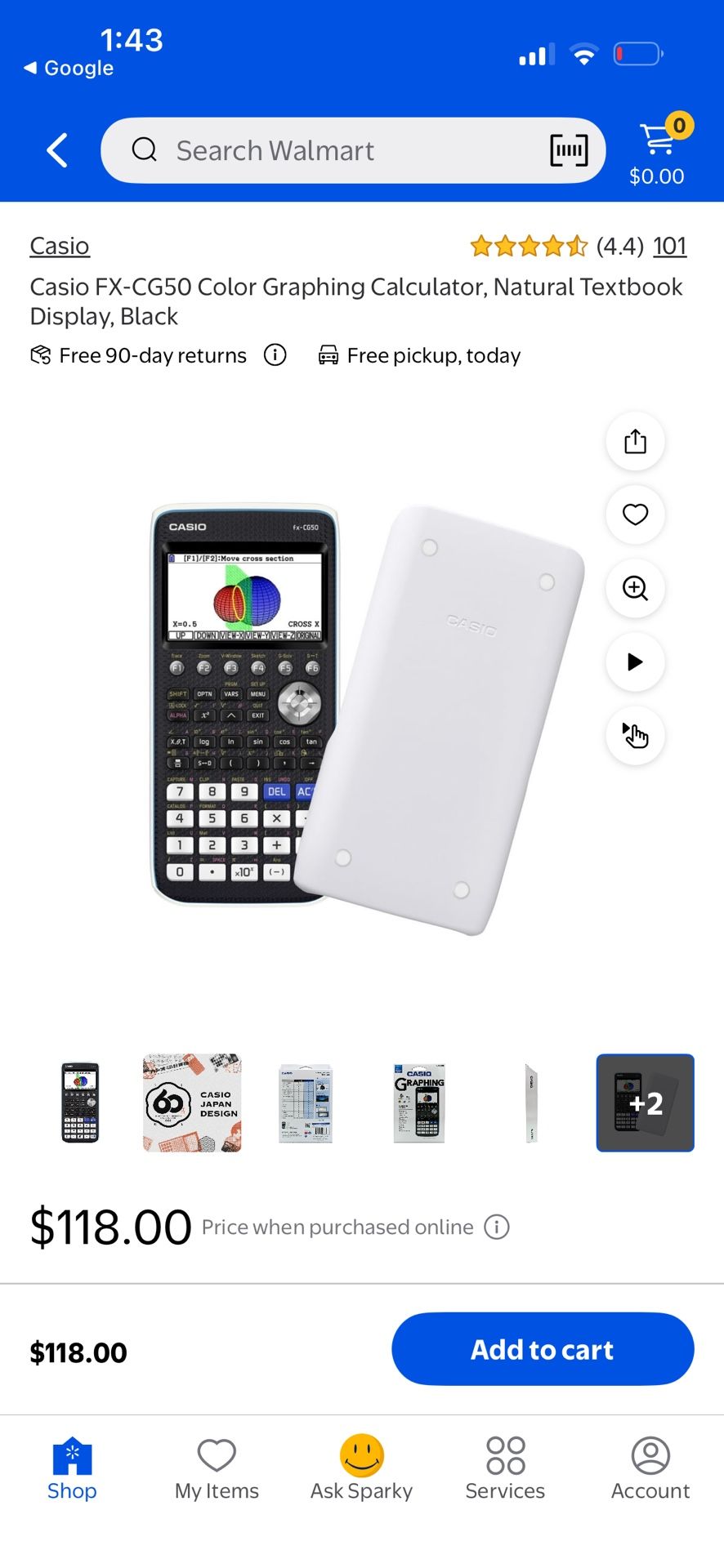 Casio FX-CG50 Color Graphing Calculator, Natural Textbook Display, Black