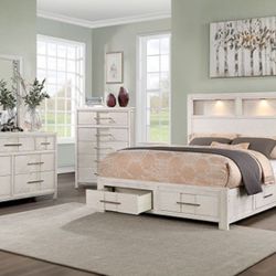 Brand New White 4pc Queen Bedroom Set (Available In California & Eastern King)