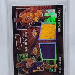 KOBE BRYANT / SHAQUILLE ONEAL "DUAL AUTHENTICS" GAME WORN JERSEY PATCH /299
