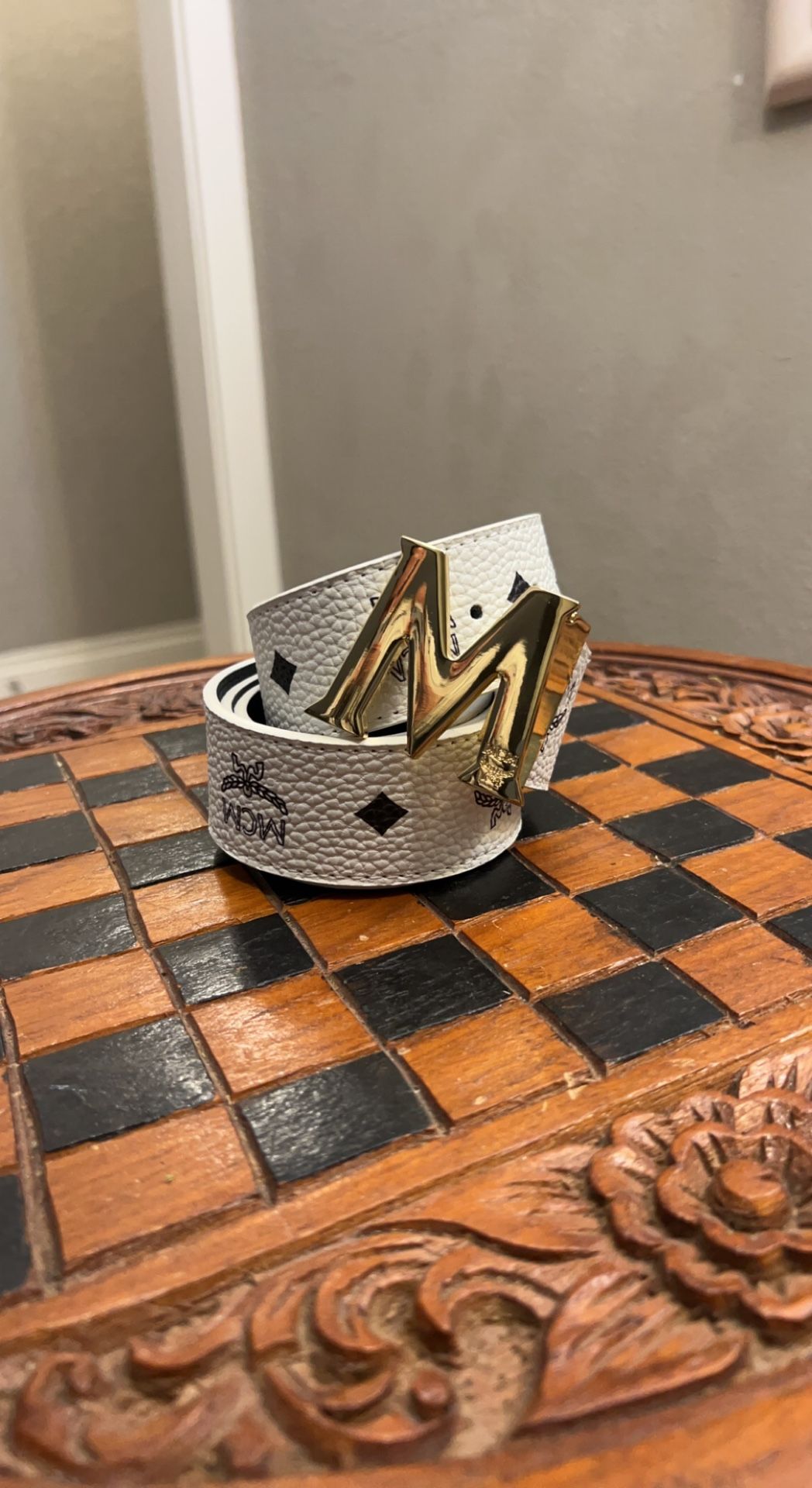 White Mcm Belt