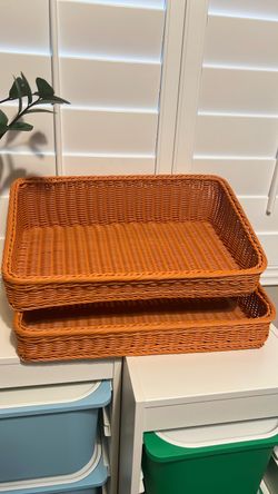 Orange Woven Wicker Storage baskets Set of 2