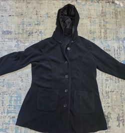 Woman Within Black Fleece Hooded Pea Coat - Size 20W