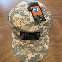 Newhattan Green Digital Camo Hat with Black and Silver American Flag