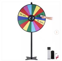 Spinning Prize Wheel, 36 in. 18 Slots Spinning Wheel, Roulette Wheel with a Dry Erase and 2 Markers Floor Standing